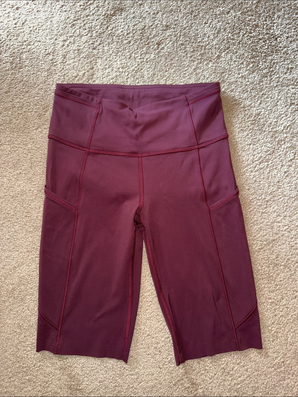 Lululemon Burgundy High-Waist Bike Shorts